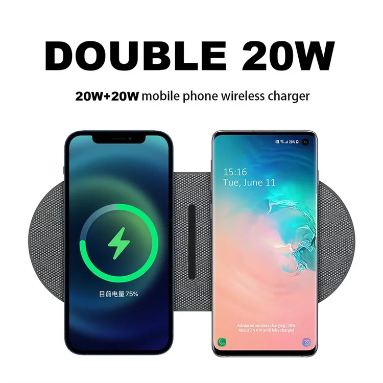 B513 2 en 1 Pavé de Charge Sans Fil Pour Iphone / Airpods Pro Dual 20W Fast Charger Mat Qi Station
