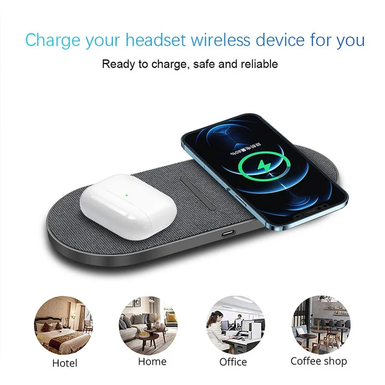 B513 2 en 1 Pavé de Charge Sans Fil Pour Iphone / Airpods Pro Dual 20W Fast Charger Mat Qi Station