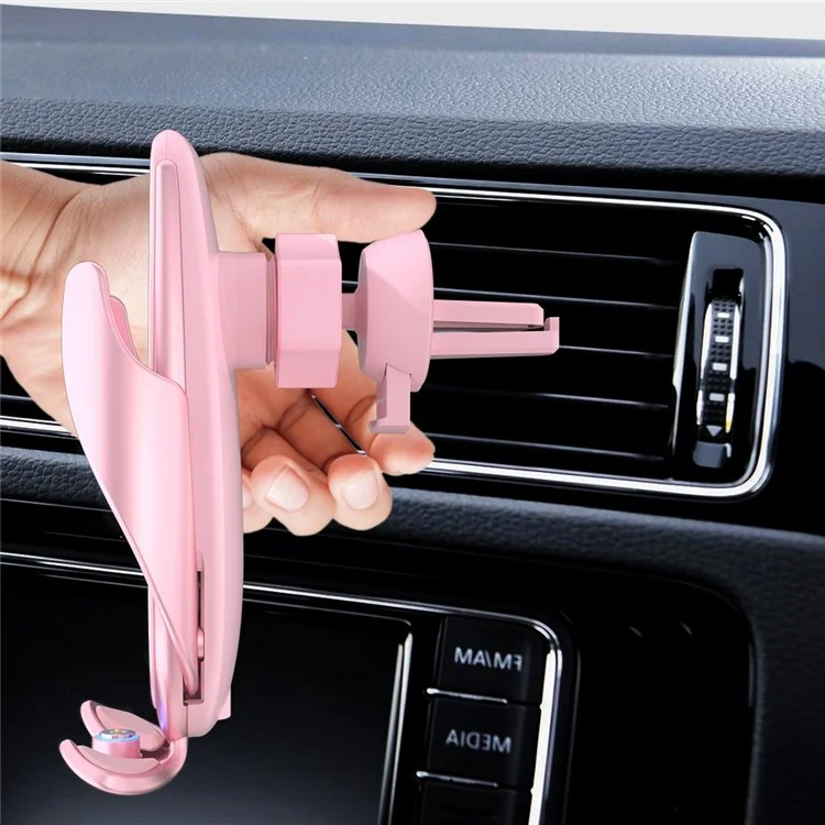 V3P Air Vent Clip Smart Auto Sensing Cellphone Bracket Car 15W Wireless Charger Phone Holder - Black