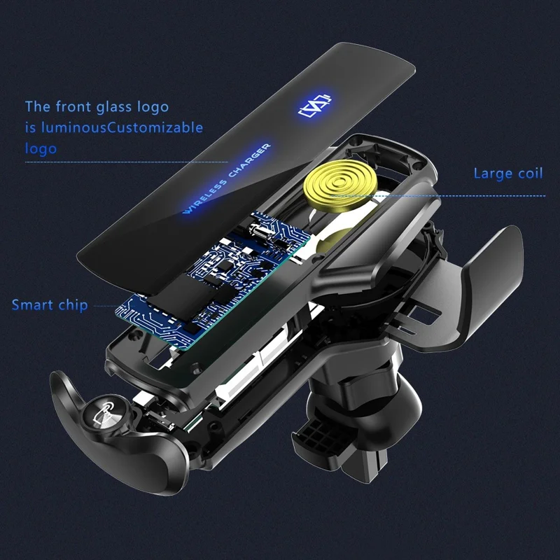 P9 Electric Locking Car Air Outlet Phone Holder 15W Wireless Charger Universal Cellphone Bracket - Red