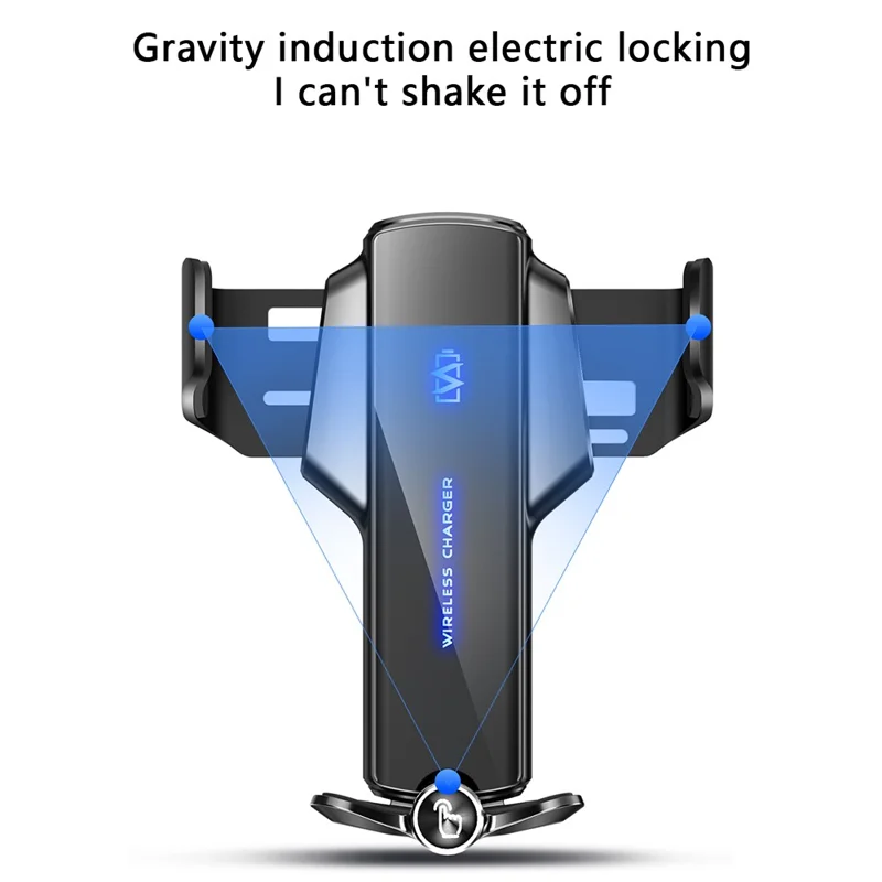 P9 Electric Locking Car Air Outlet Phone Holder 15W Wireless Charger Universal Cellphone Bracket - Red