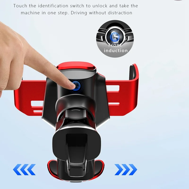 P9 Electric Locking Car Air Outlet Phone Holder 15W Wireless Charger Universal Cellphone Bracket - Red