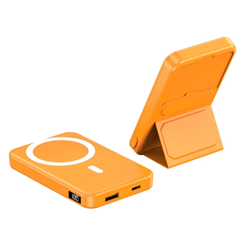 JJT-A27-1 10000mAh Power Bank Type-C + USB-A Dual Output 15W Magnetic Wireless Charging Battery Pack (iSmartWare Solution) - Orange