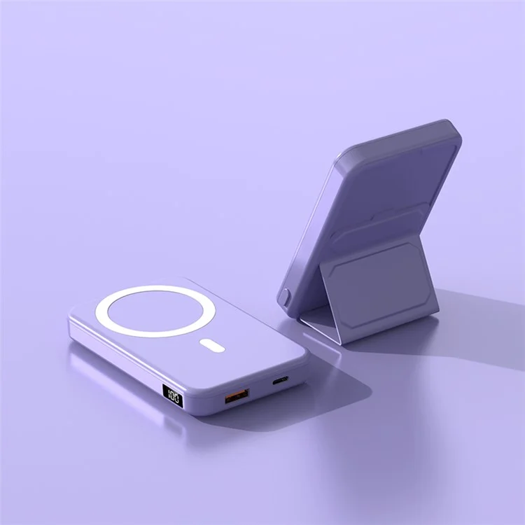 JJT-A27-1 10000mAh Power Bank Type-C + USB-A Dual Output 15W Magnetic Wireless Charging Battery Pack (iSmartWare Solution) - Purple