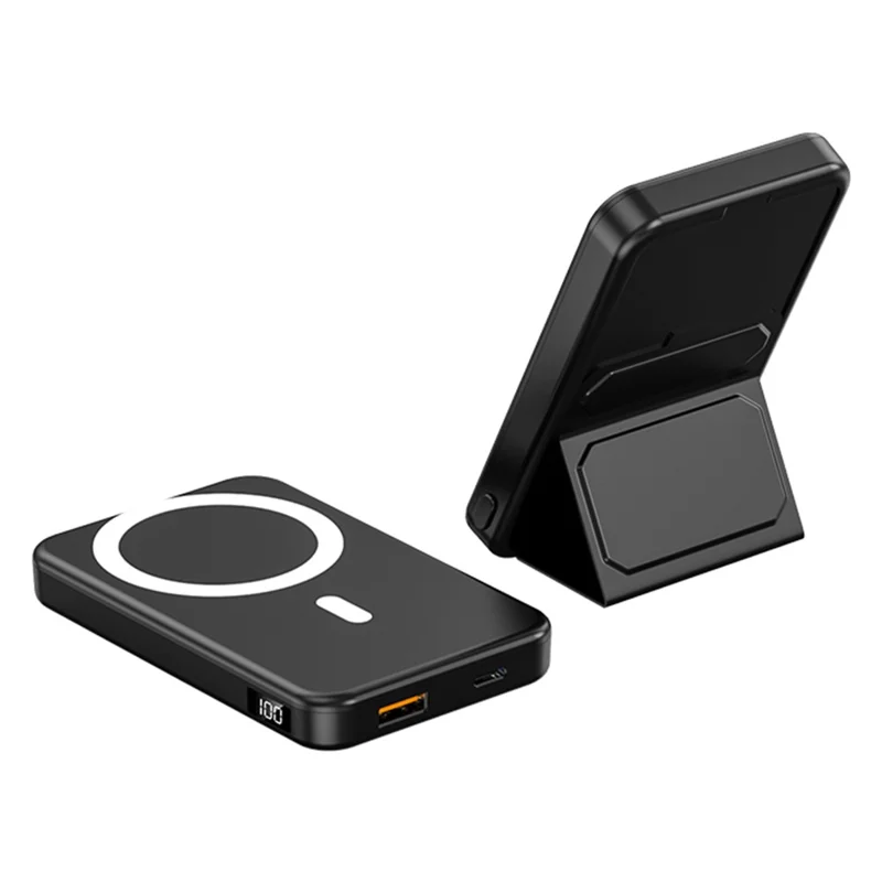 JJT-A27-1 10000mAh Power Bank Type-C + USB-A Dual Output 15W Magnetic Wireless Charging Battery Pack (iSmartWare Solution) - Black
