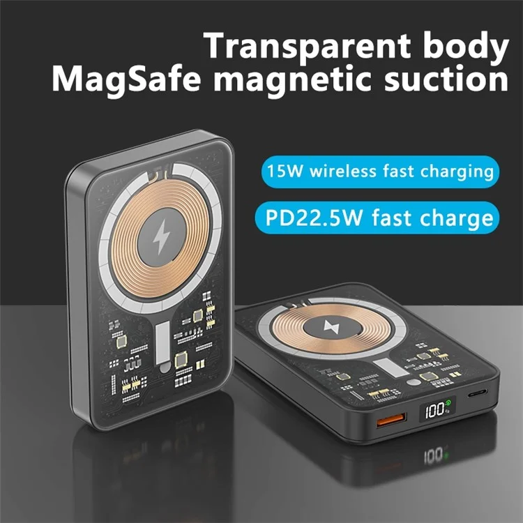 P3 22.5W Transparent 10000mAh Power Bank Phone External Battery Wireless Magnetic Charger