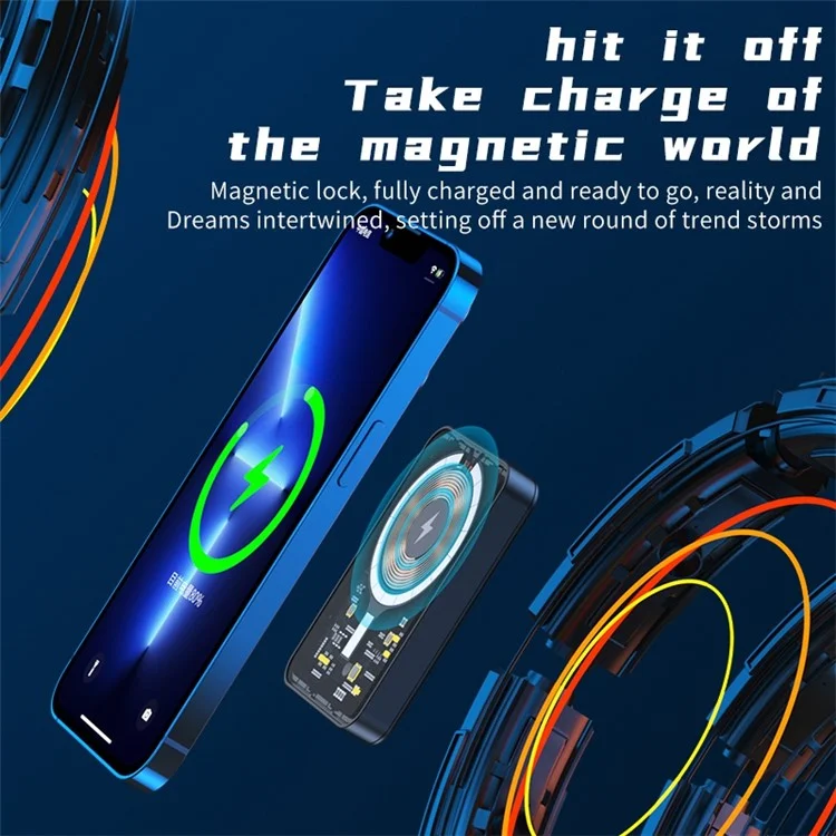 P3 22.5W Transparent 10000mAh Power Bank Phone External Battery Wireless Magnetic Charger