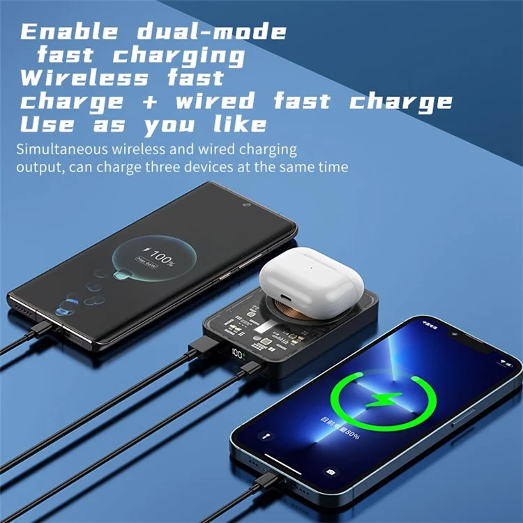 P3 22,5 w Transparent 10000mah Power Bank Caricatore Magnetico Wireless Wireless