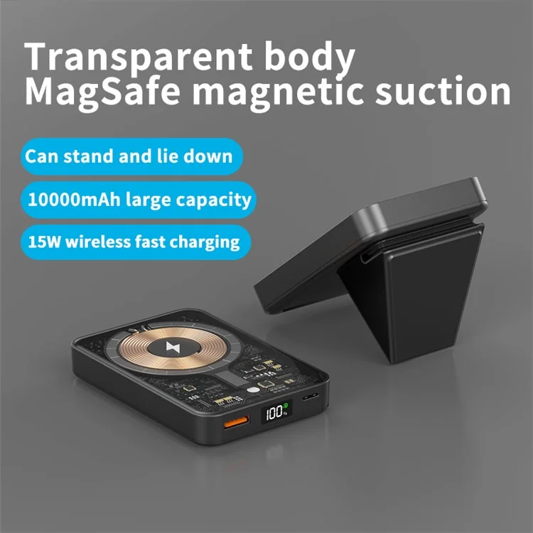 P3 22.5W Transparent 10000mAh Power Bank Phone External Battery Wireless Magnetic Charger