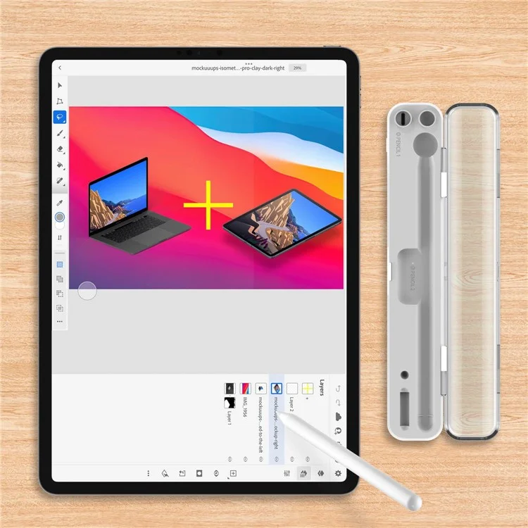 2-в-1 портативное беспроводное зарядное устройство для Apple Pencil (2-го поколения) / (1-го поколения) Беспроводная / Проводная зарядная коробка со встроенной батареей