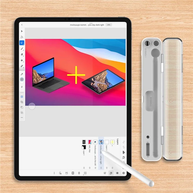 2-in-1 Tragbares Drahtloses Ladegerät Für Apple Pencil (2. Generation) /(1. Generation) Drahtlos / Kabelgebundener Ladebox Eingebauter Akku