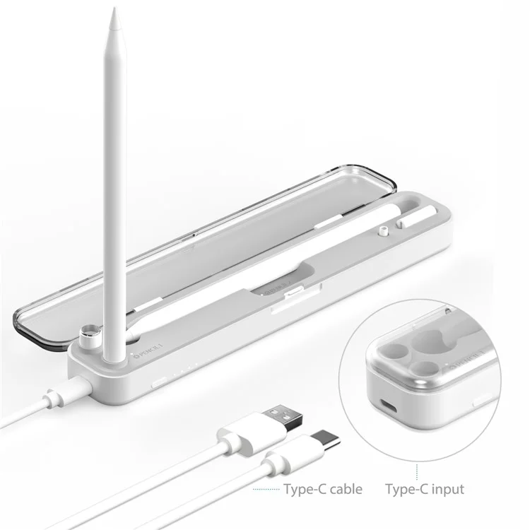 2-в-1 портативное беспроводное зарядное устройство для Apple Pencil (2-го поколения) / (1-го поколения) Беспроводная / Проводная зарядная коробка со встроенной батареей