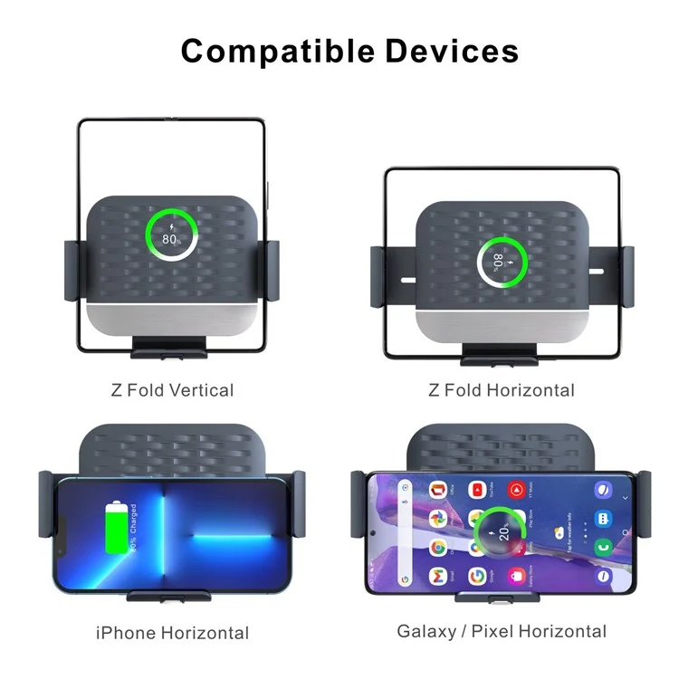 S10 For Samsung Galaxy Fold Foldable Screen Phone Holder Car Mount Coil Electromagnetic Induction Wireless Charger