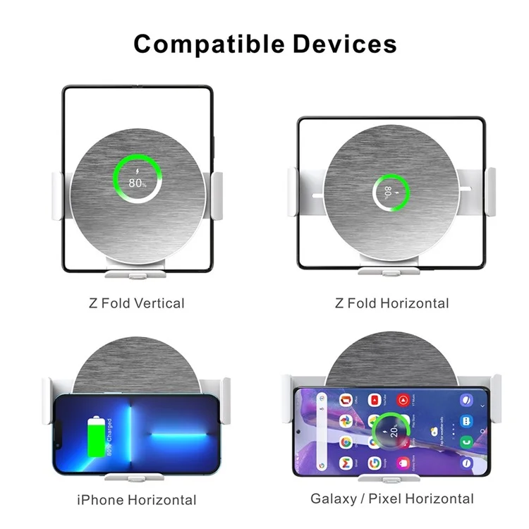 S9 Coil Induction Car Charger Sem Fio Compatível Com Samsung Galaxy Fold Series, Huawei Mate X Series Dobring Screen Phones