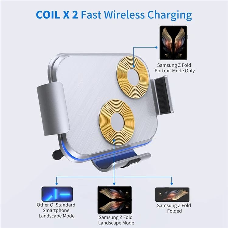 Suporte para celular S8 dobrável, grampo para carro, carregador sem fio por indução eletromagnética para Samsung Galaxy Fold