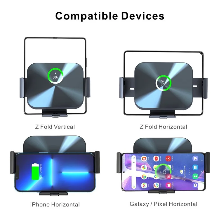 S3 Coil Electromagnetic Induction Wireless Charger Car Holder Foldable Phone Clamp Mount for Samsung Galaxy Fold