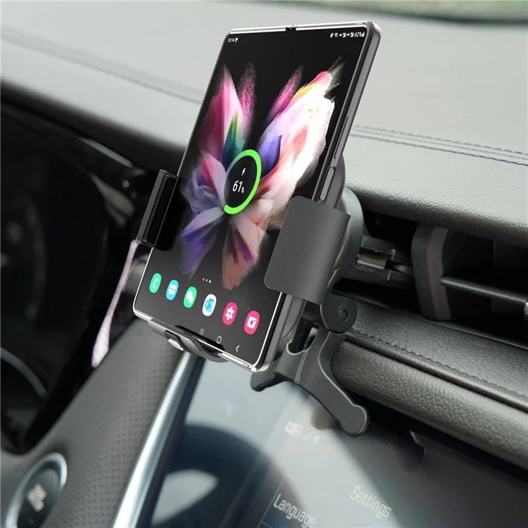 S3 Coil Electromagnetic Induction Wireless Charger Car Holder Foldable Phone Clamp Mount for Samsung Galaxy Fold