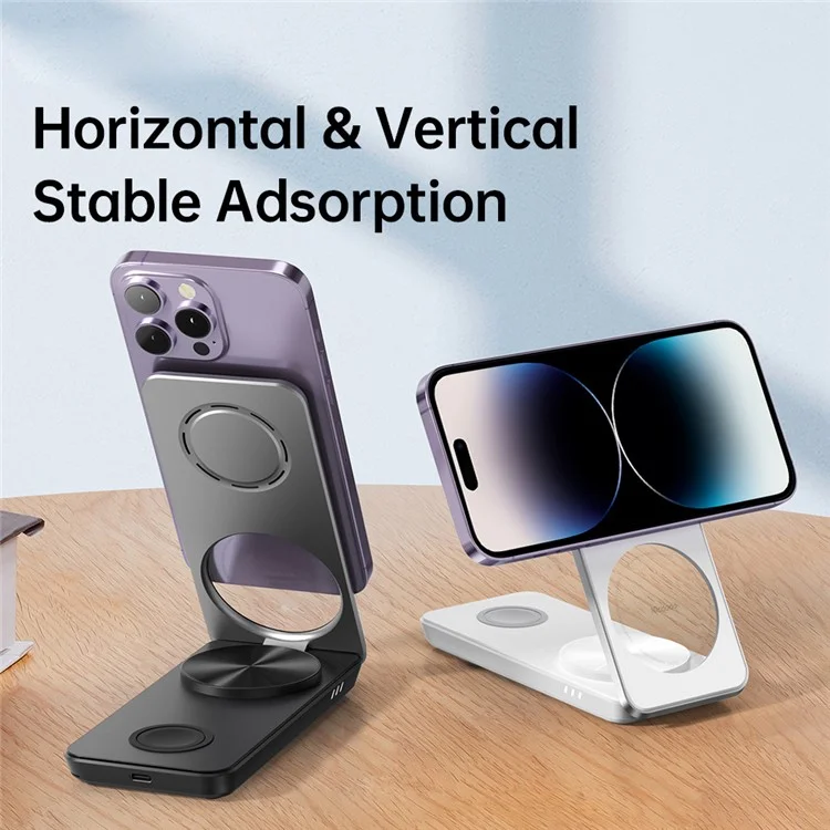 MCDODO CH-115 Chargeur Sans Fil Magnétique 3-en-1 Strong Adsorption Pliage Fast Charging Stand Iphone 12 / 13 / Téléphones Mobiles 14 de la Série - le Noir