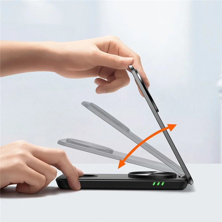 MCDODO CH-115 Chargeur Sans Fil Magnétique 3-en-1 Strong Adsorption Pliage Fast Charging Stand Iphone 12 / 13 / Téléphones Mobiles 14 de la Série - le Noir