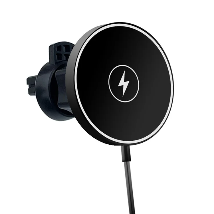 C12 15W Car Magnetic Wireless Charger Air Vent Mount Phone Fast Charging Bracket for iPhone 14 / 13 / 12 Series