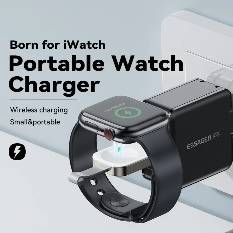 ESSAGER For Apple Watch Portable Wireless Charger Smartwatch Charging Dock - USB-A Male