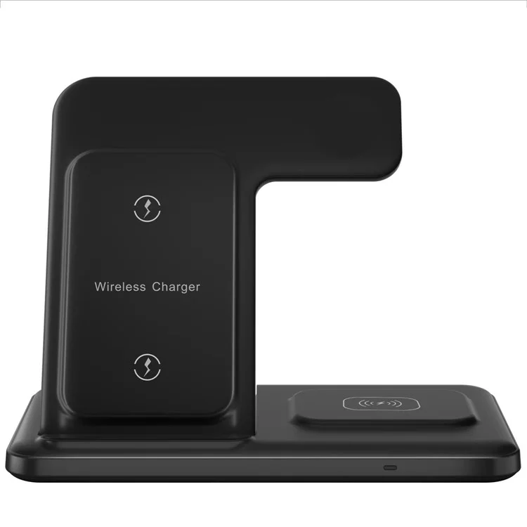 Q50A 3-in-1 Foldable Wireless Charger Desktop Phone Watch Earphone Fast Charging Dock Stand - Black