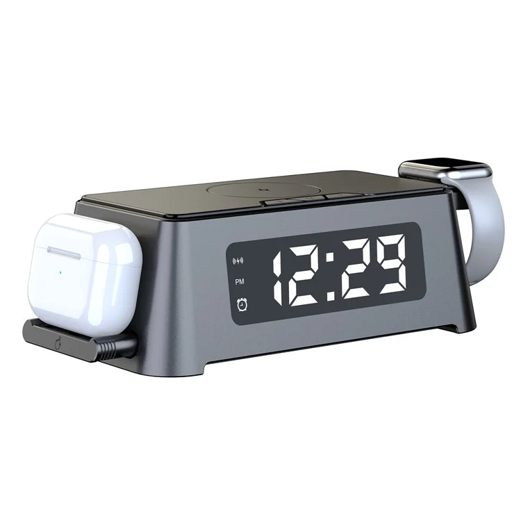 T40 Smart Multifunction LED Digital Alarm Clock Phone Watch Earphone Wireless Charger