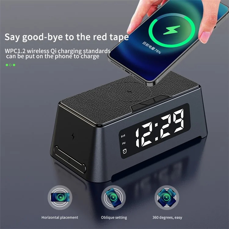 T40 Smart Multifunction LED Digital Alarm Clock Phone Watch Earphone Wireless Charger