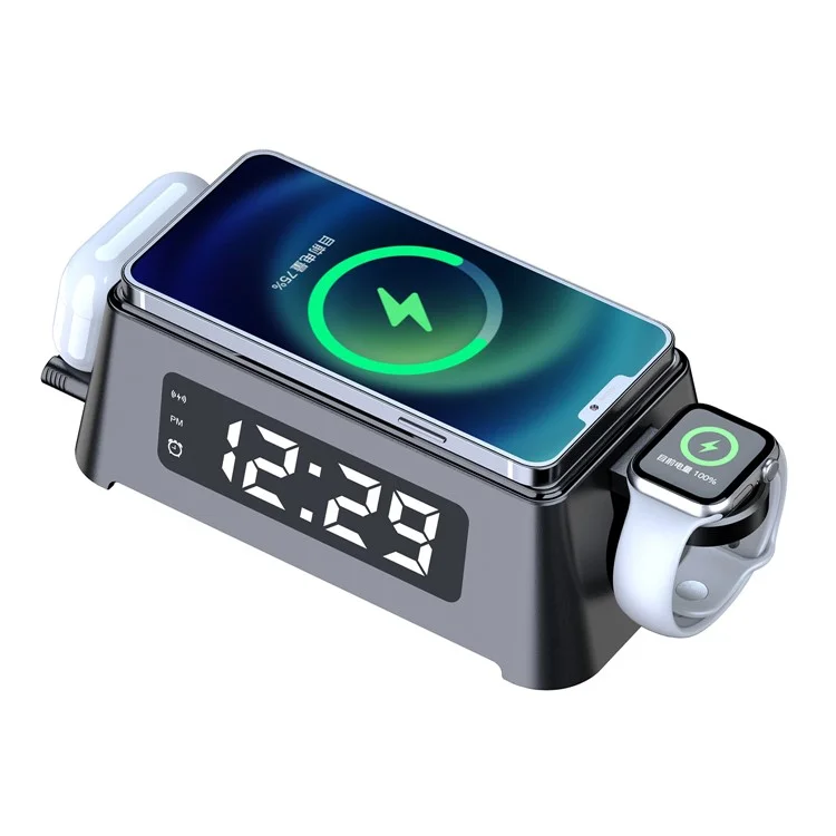 T40 Smart Multifonction LED Digital Alarm Téléphone Téléphone Chargeur Sans Fil D'écouteur