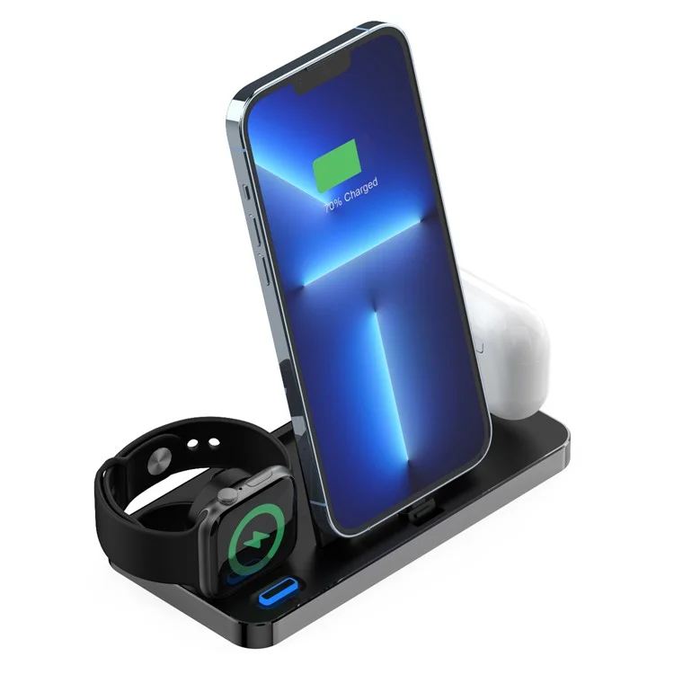 Chargeur de téléphone de bureau 3-en-1 GY-Z17 15W, support de charge sans fil pour Apple Watch / AirPods / iPhone