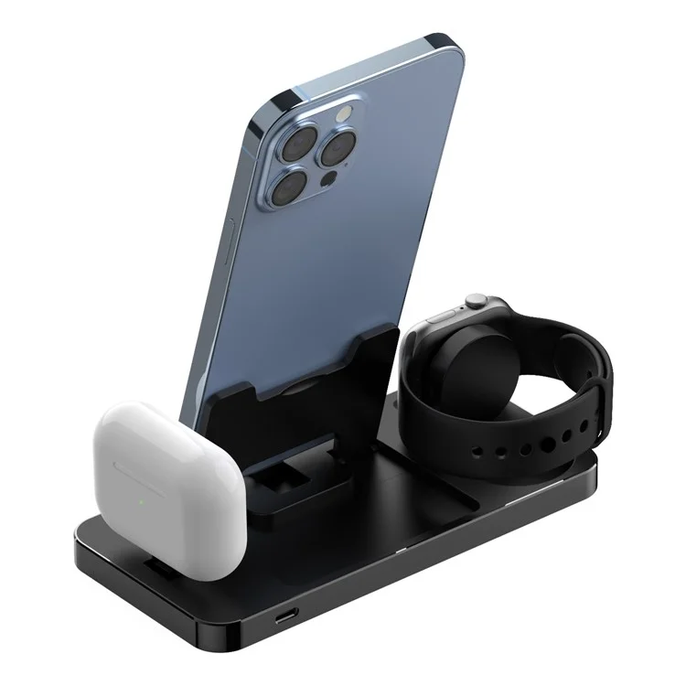 Chargeur de téléphone de bureau 3-en-1 GY-Z17 15W, support de charge sans fil pour Apple Watch / AirPods / iPhone