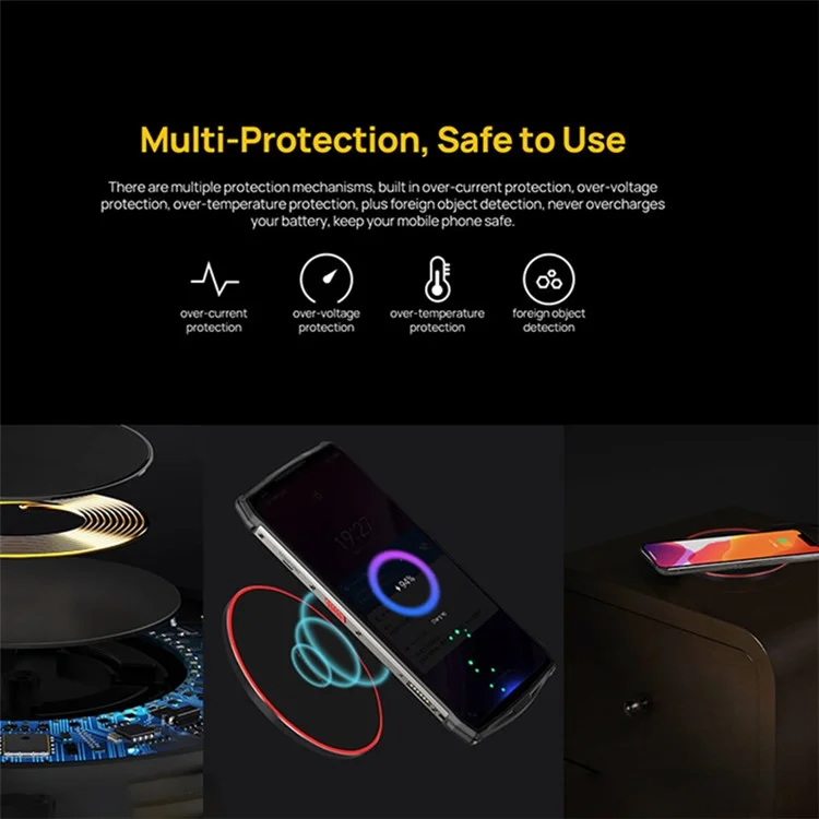 ULEFONE UF005 Carregador Sem Fio Redondo 15W Máx Carregador Sem Fio Rápido 6,5 mm Ultra Fino Compacto Carregador de Telefone