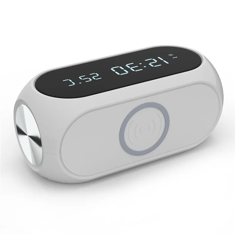 W288 ABS Termometro Data Display Sveglia Digitale Caricatore Wireless 15W - Bianco 