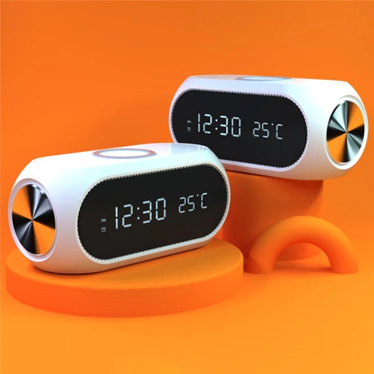 W288 ABS Termometro Data Display Sveglia Digitale Caricatore Wireless 15W - Bianco 