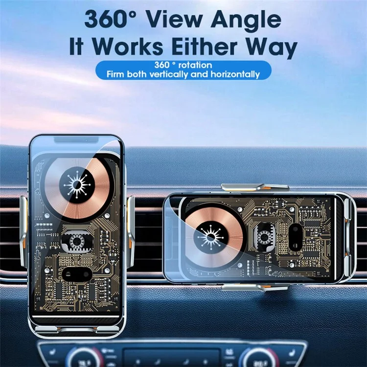 C10 Infrared Sensor Transparent Car Air Vent Wireless Charger 15W Fast Charger Phone Mount Holder for Car Navigation - Blue