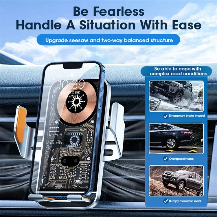 C10 Infrared Sensor Transparent Car Air Vent Wireless Charger 15W Fast Charger Phone Mount Holder for Car Navigation - Blue