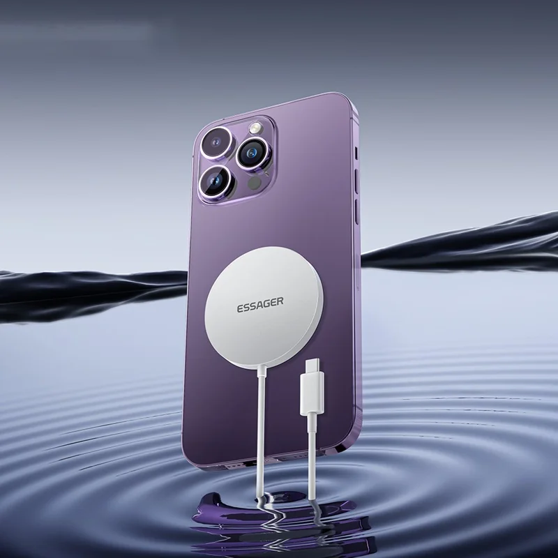 ESSAGER For iPhone 14 / 13 / 12 Series 15W ABS Magnetic Wireless Charger Phone Charging Pad - Black