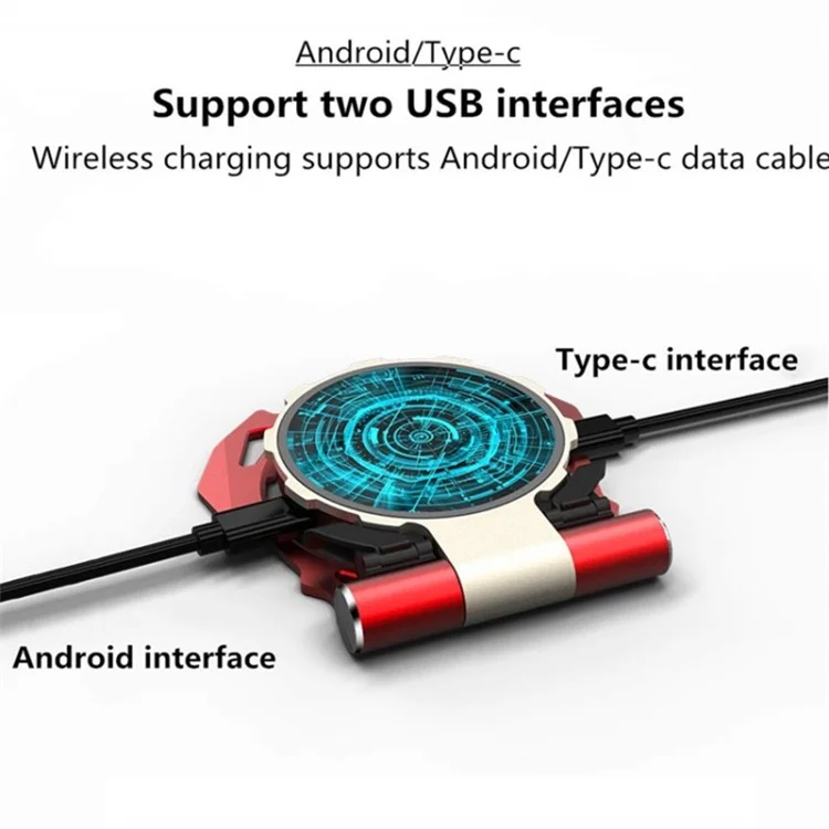 Chargeur sans fil pliable en alliage d'aluminium pour téléphone portable, support de rotation à 180 degrés avec câble micro USB