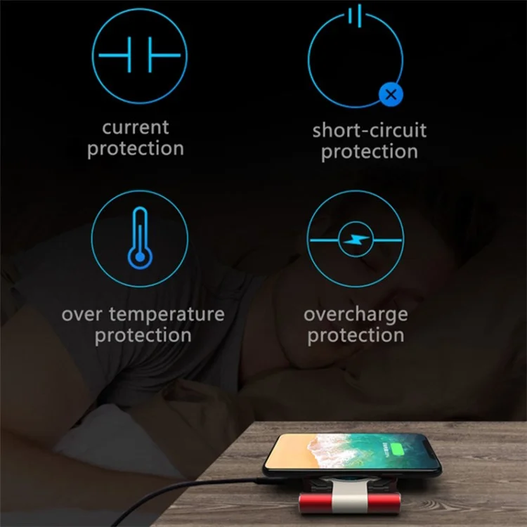 Chargeur sans fil pliable en alliage d'aluminium pour téléphone portable, support de rotation à 180 degrés avec câble micro USB