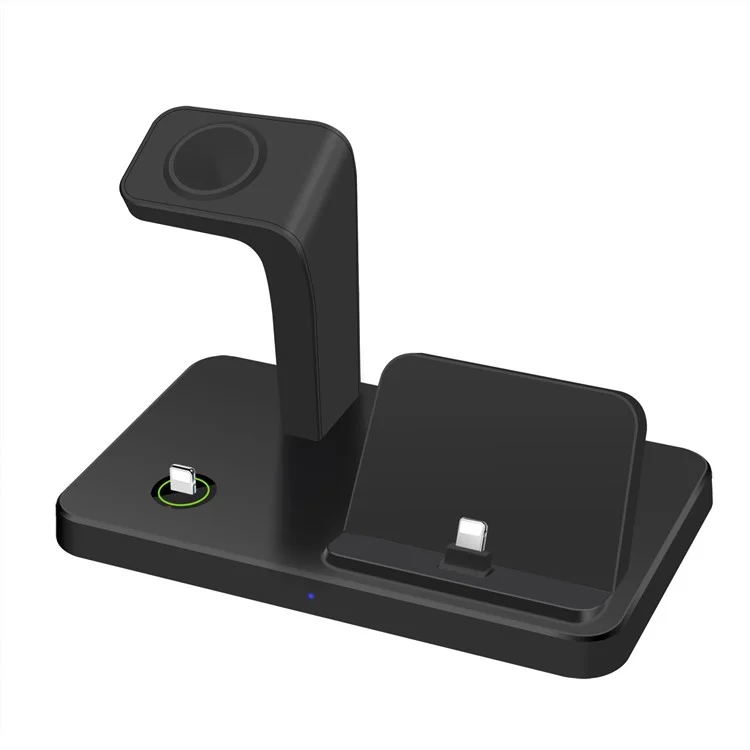 For iPhone 3-in-1 Vertical Charging Stand Watch Wireless Charger Phone Headset ABS Charging Bracket - Black