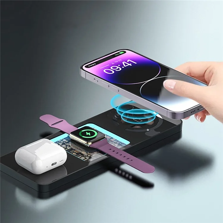 A003 3-in-1 15W Wireless Charger Tragbare Aufladeplatte für iPhone-Serie, iWatch, AirPods Ladestation