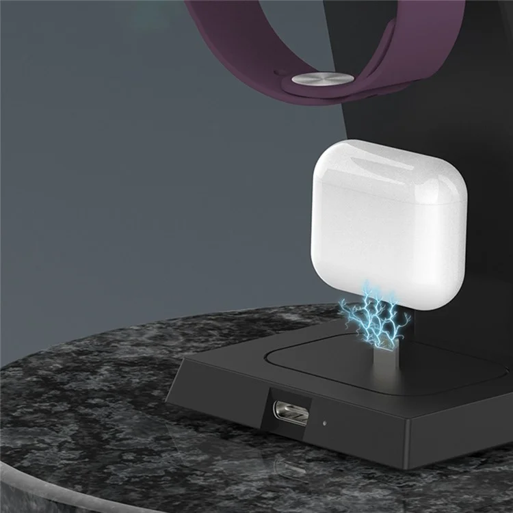 A001-D Stazione di ricarica desktop 3 in 1 con connettore Lightning per iPhone, iWatch, caricatore wireless per AirPods