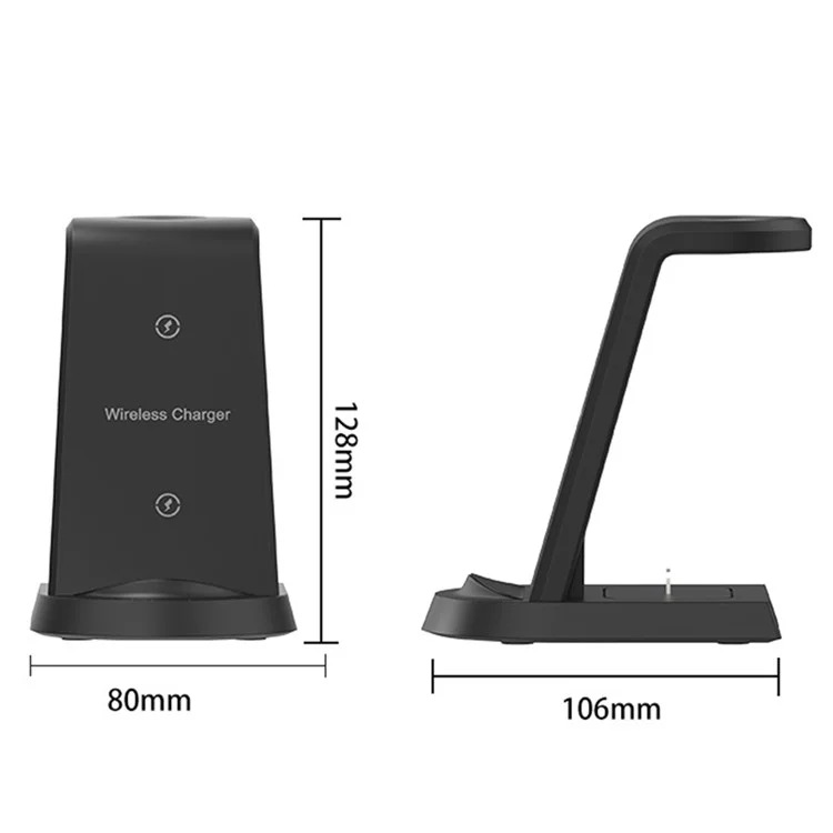 A001-D Stazione di ricarica desktop 3 in 1 con connettore Lightning per iPhone, iWatch, caricatore wireless per AirPods