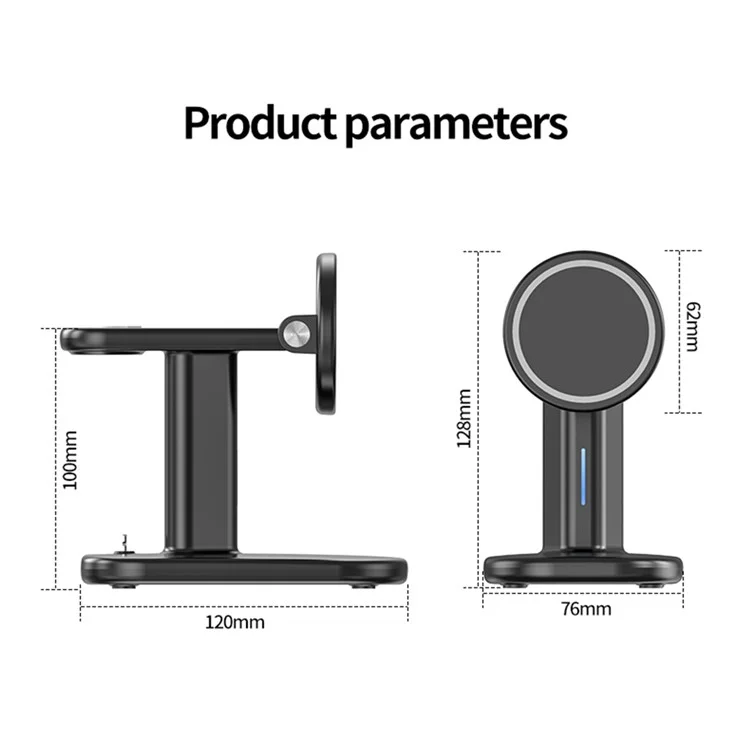 JJT-A70 3-in-1 15W Magnetic Rotatable Wireless Charger Watch Headset Phone Desktop Charging Stand - White