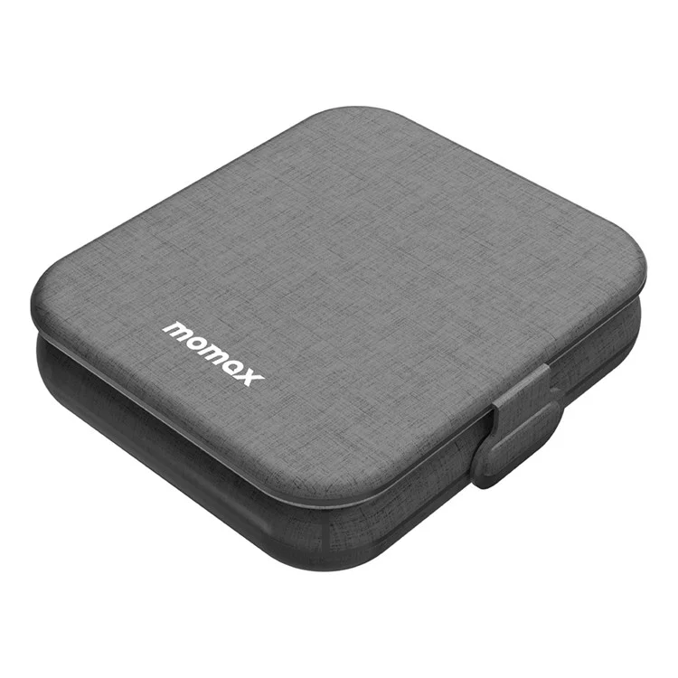 MOMAX Q.Mag Go Chargeur sans fil magnétique pliable 2-en-1 20 W, Chargeur portable pour téléphone pour iWatch (certifié MFM + MFW, gris foncé)