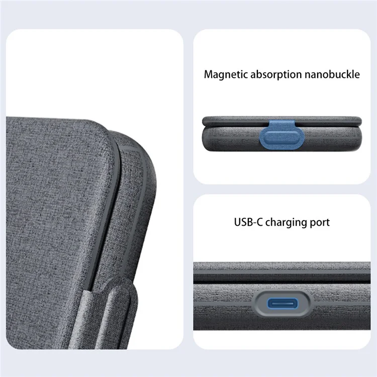 MOMAX Q.Mag Go Chargeur sans fil magnétique pliable 2-en-1 20 W, Chargeur portable pour téléphone pour iWatch (certifié MFM + MFW, gris foncé)