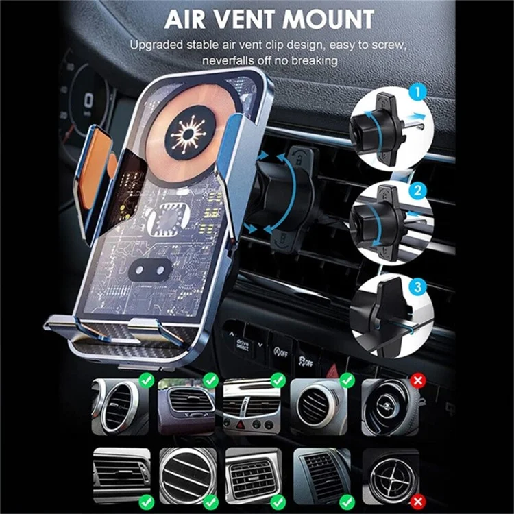WEKOME WP-U204 15W Car Wireless Charger Intelligent Automatic Induction Air Vent Transparent Phone Holder