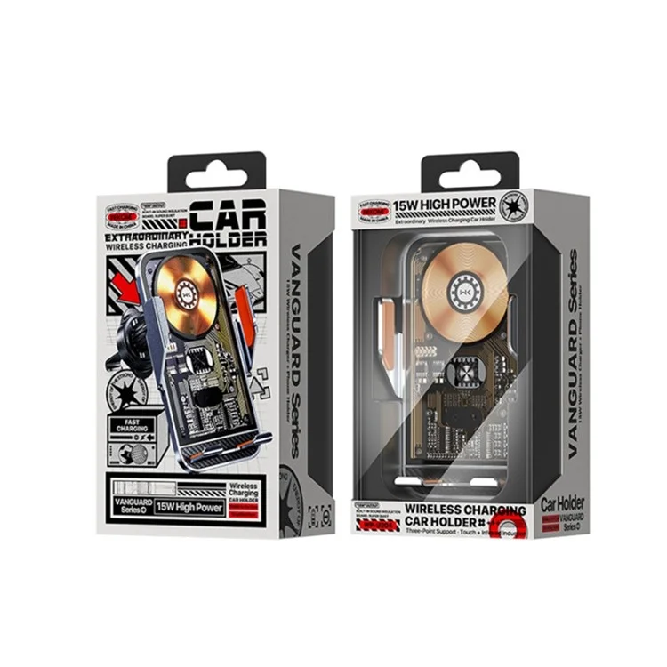 WEKOME WP-U204 15W Car Wireless Charger Intelligent Automatic Induction Air Vent Transparent Phone Holder