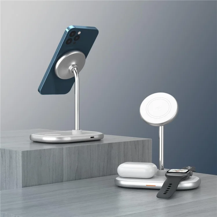 W32 Desktop 3-in-1 Magnetisches Kabelloses Ladegerät für Telefon, Uhr, Headset 15W Schnellladegerät Stand