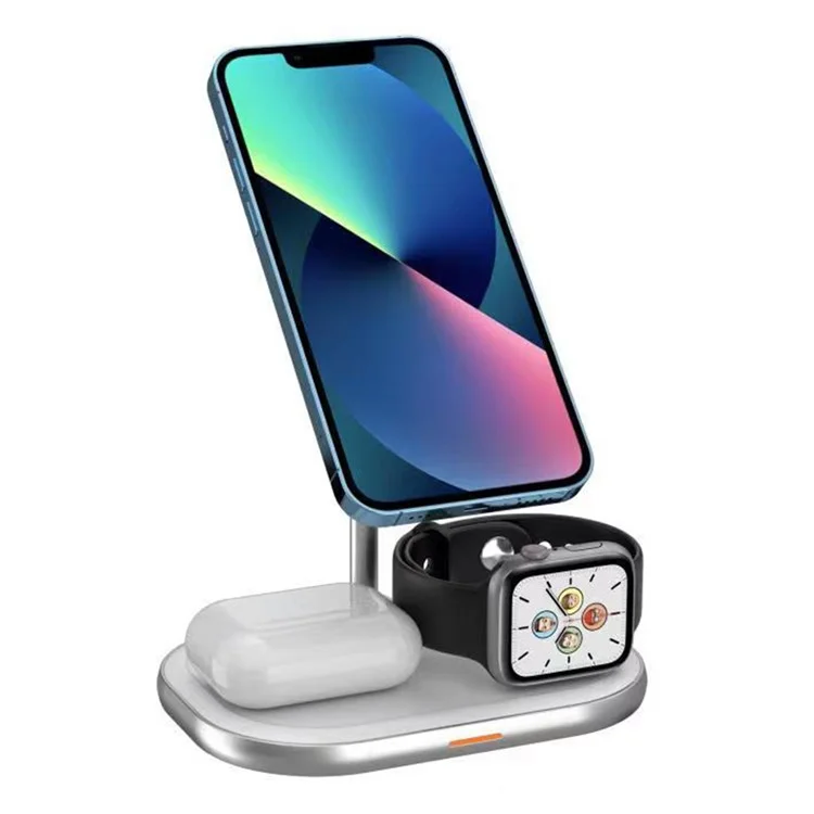 W32 Desktop 3-in-1 Magnetisches Kabelloses Ladegerät für Telefon, Uhr, Headset 15W Schnellladegerät Stand